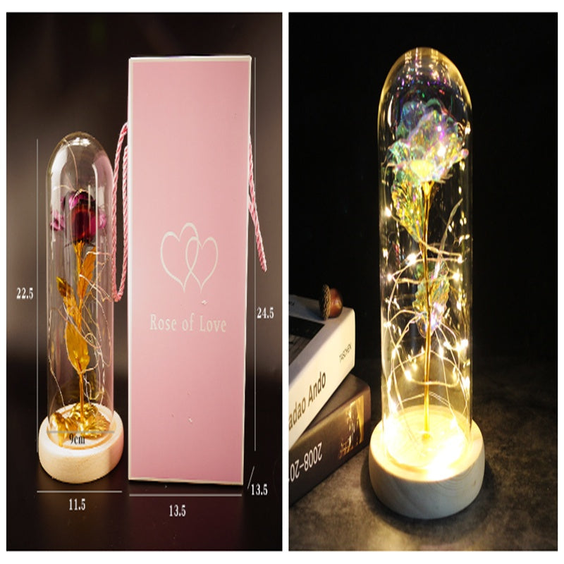 Galaxy Enchanted Rose in Glass Dome with LED Lights | Forever Flower Gift