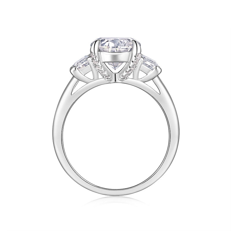 A 3-carat Moissanite Luxury Silver Ring Set With Top-quality Moissanite D Color VVS, S925 Silver Plated With Platinum