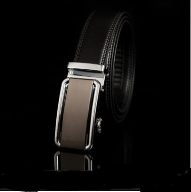 Men's Genuine "Two-Layer Cowhide" Leather Ratchet Belt – Automatic Slide Buckle for Exact Fit, Business & Casual