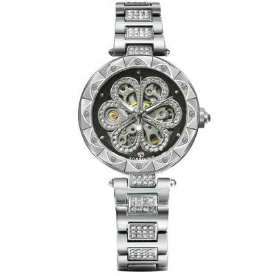 Luxury Automatic Mechanical Watch for Women –  Rhinestone Embellished, Skeleton Dial