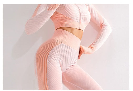 Seamless Long Sleeve Crop Top & High Waist Leggings Yoga Set