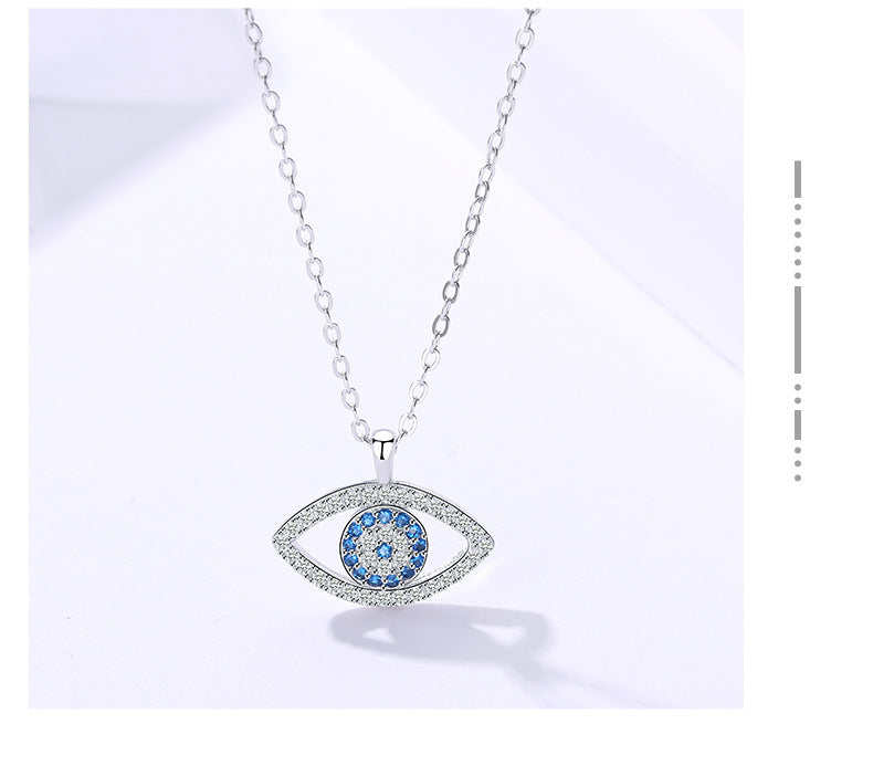 Luxury S925 Sterling Silver Demon Eye Necklace – Elegant Evil Eye Pendant with Blue Crystal Accents | Symbol of Protection & Style