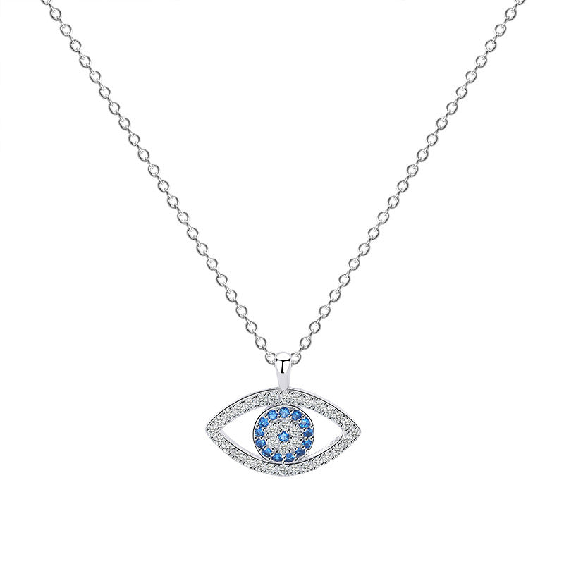 Luxury S925 Sterling Silver Demon Eye Necklace – Elegant Evil Eye Pendant with Blue Crystal Accents | Symbol of Protection & Style