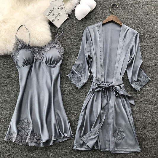 Luxury Women’s Satin Lace Nightwear Set - Elegant Sleepwear