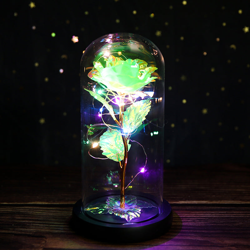 Galaxy Enchanted Rose in Glass Dome with LED Lights | Forever Flower Gift