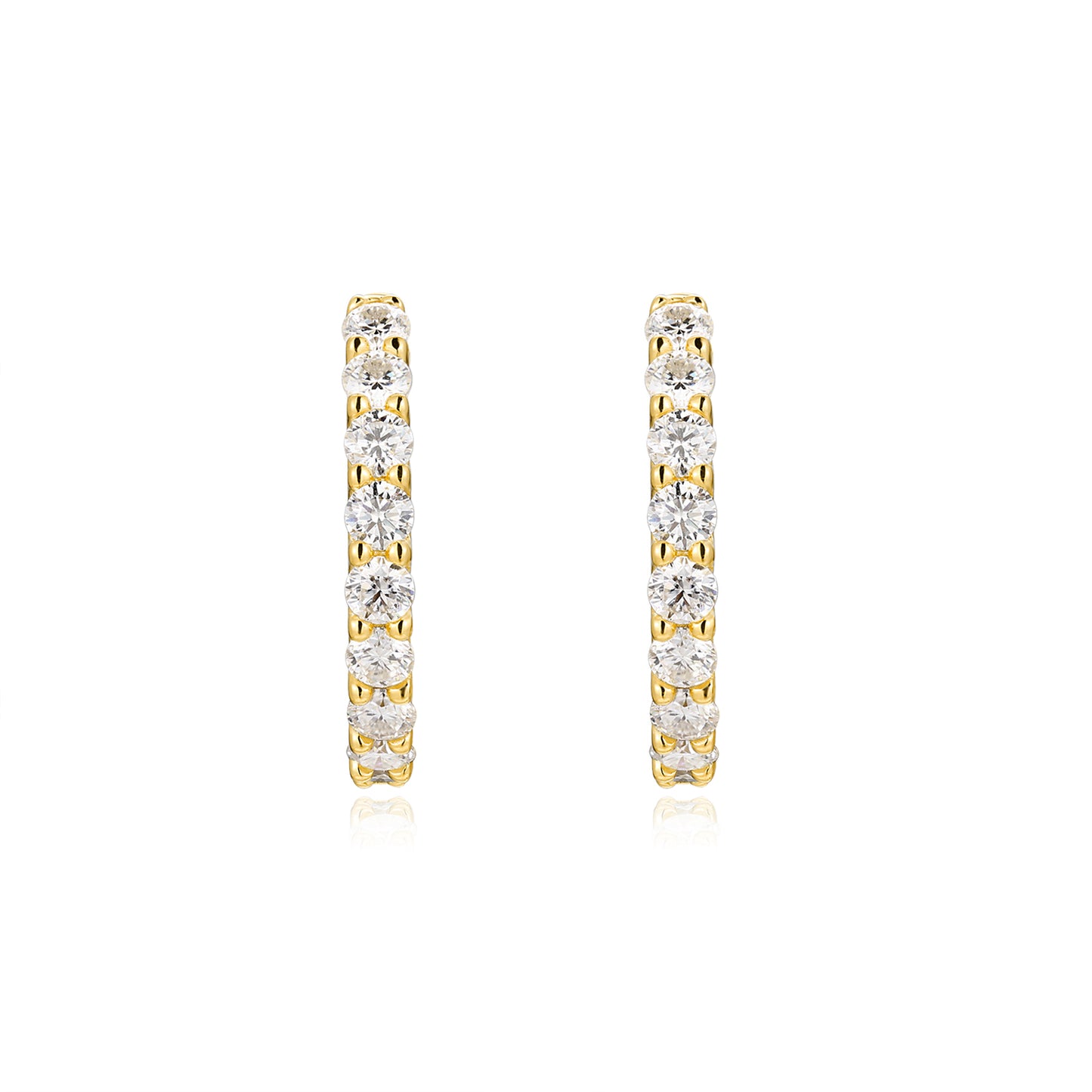 Luxury Silver Stud Earrings, S925 Silver Plated With Gold, Set With Top-quality Moissanite