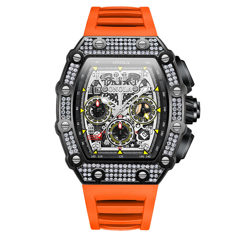 Luxury Full Diamond Mechanical Watch – Elegant Multi-Function Timepiece