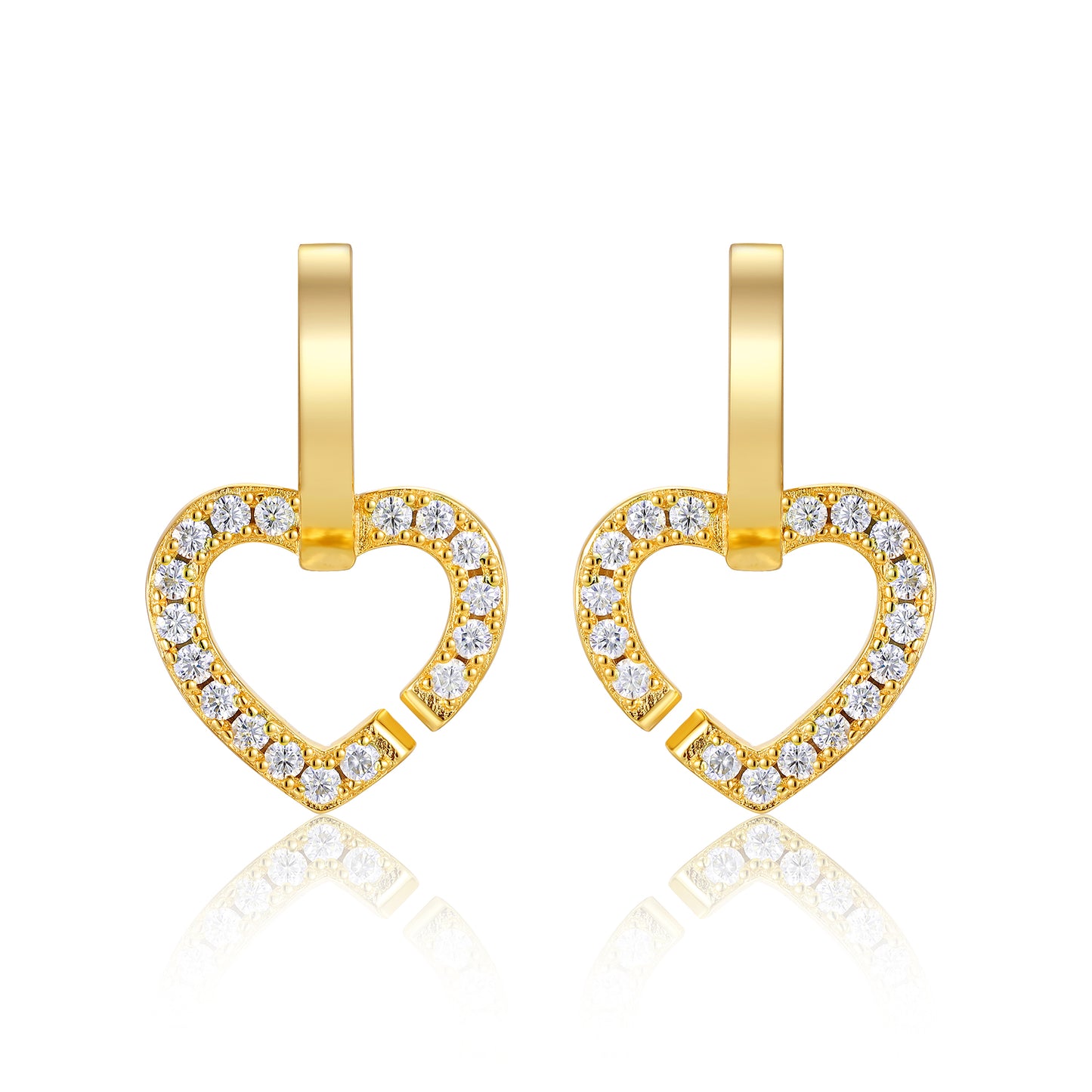 Heart-shaped Moissanite Set With Top-quality Moissanite Luxury Silver Stud Earrings S925 Silver Electroplated Gold