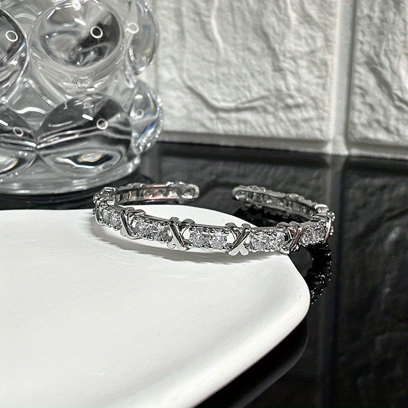 Luxury Moissanite Twist Adjustable 925 Sterling Silver Eternity Bracelet