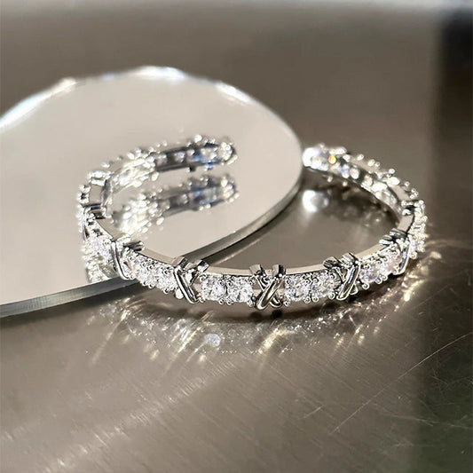 Luxury Moissanite Twist Adjustable 925 Sterling Silver Eternity Bracelet