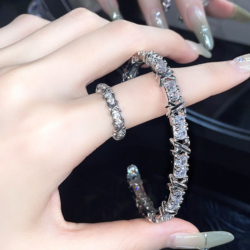 Luxury Moissanite Twist Adjustable 925 Sterling Silver Eternity Bracelet