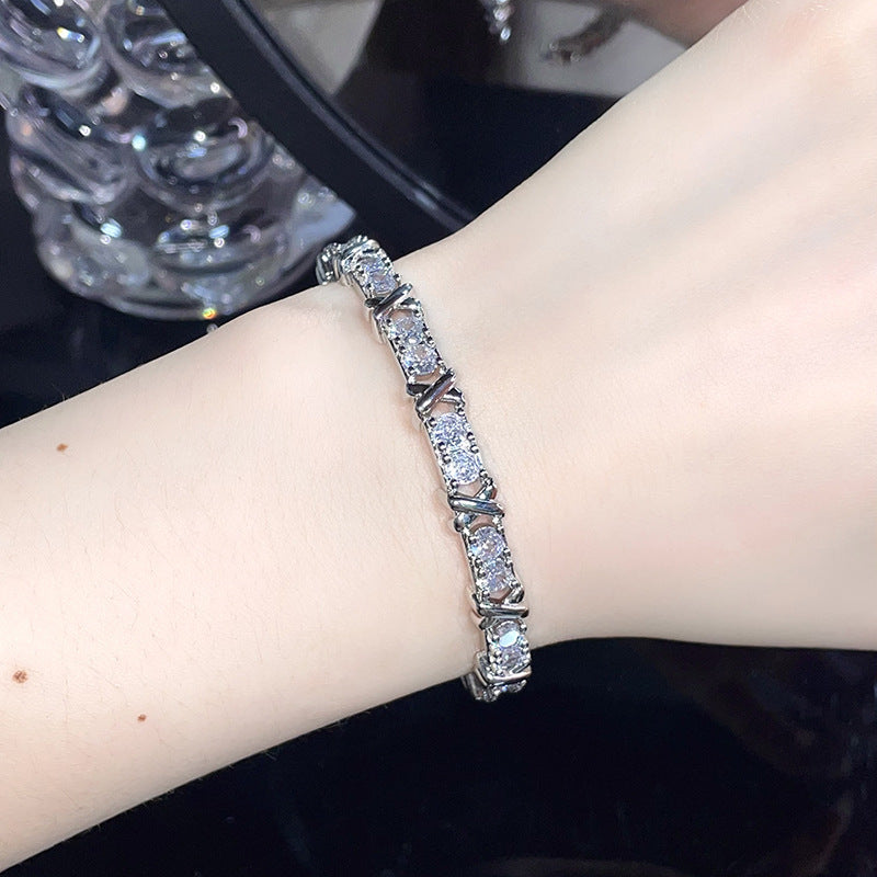 Luxury Moissanite Twist Adjustable 925 Sterling Silver Eternity Bracelet