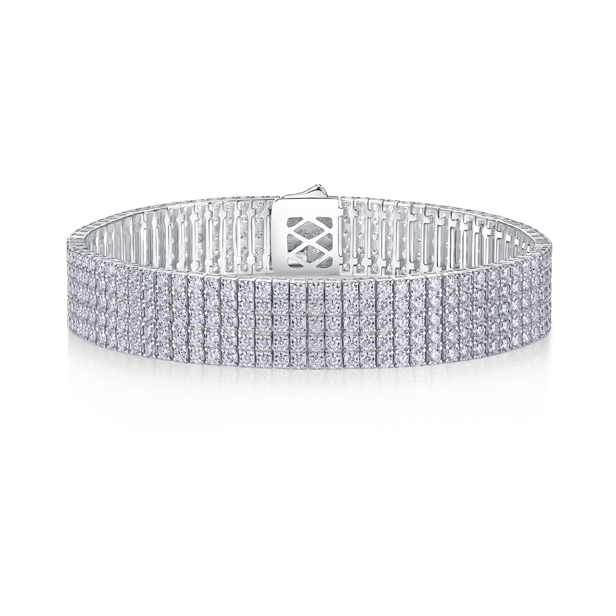 Shining And Simple - Luxury Silver Bracelet Set With Top-quality Moissanite, S925 Silver-plated Platinum