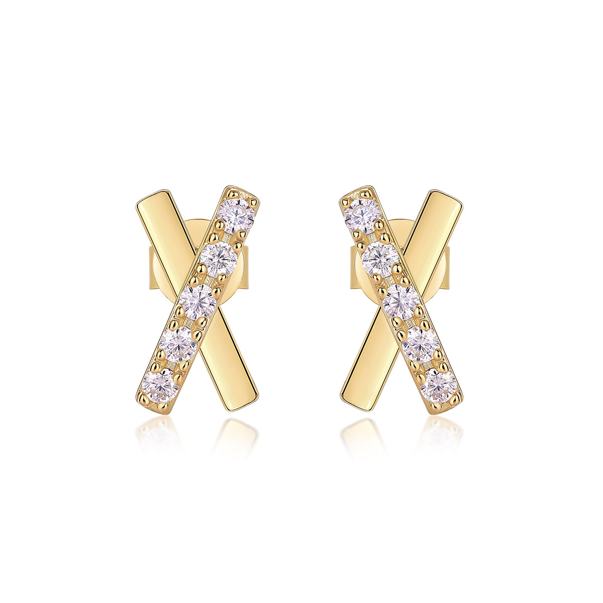 Dream Road - Premium Moissanite Luxury Fashion Light Luxury Jewelry Silver Stud Earrings S925 Silver Electroplated Gold