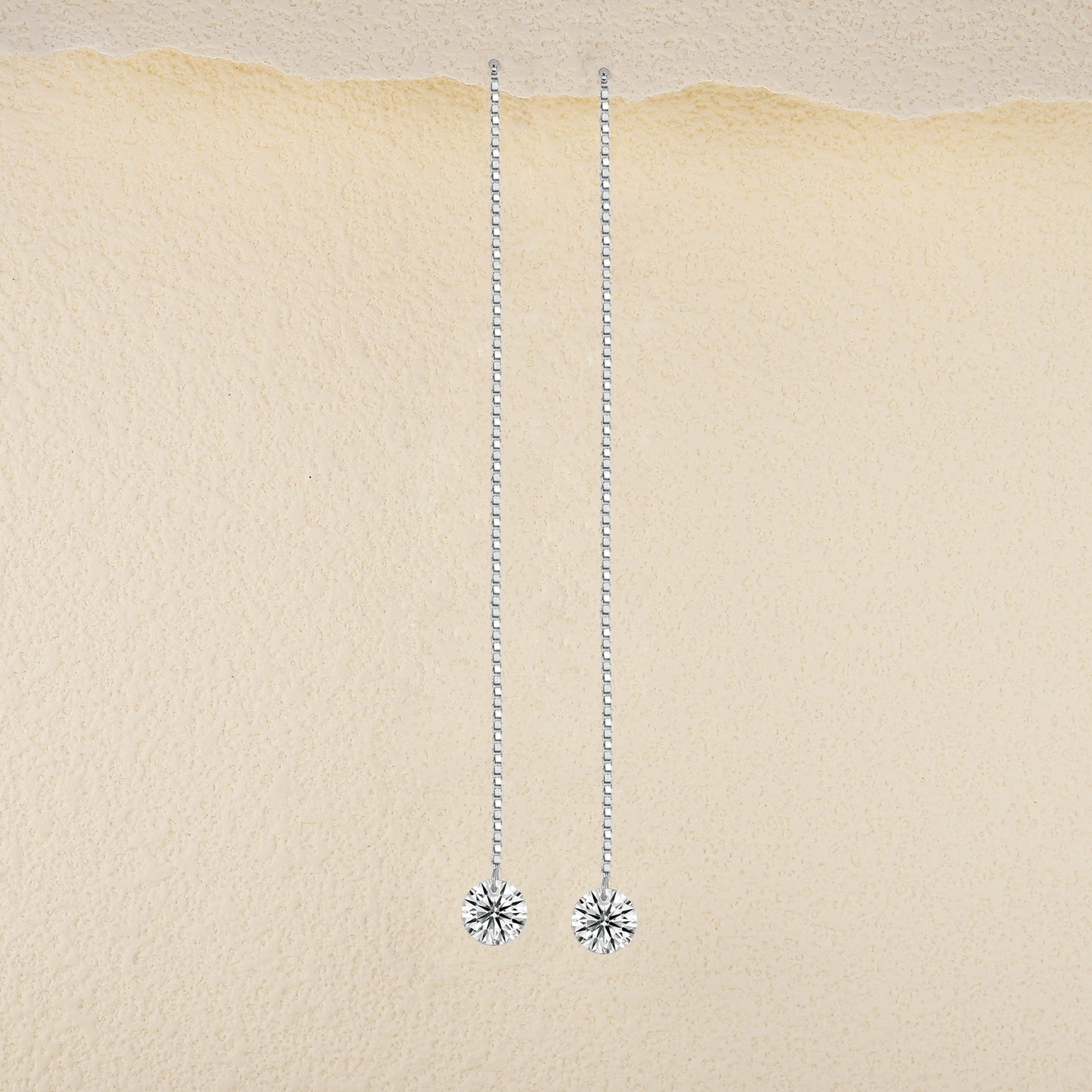 D Color VVS1 Moissanite Threader Earrings in S925 Sterling Silver | Platinum Plated Dangle Drop Jewelry