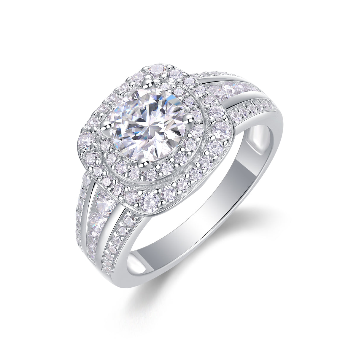 Starry Sky Crown - Luxury Silver Ring Set With Top-quality 1-carat Moissanite D Color VVS,  S925 Silver And Platinum-plated Diamond Ring