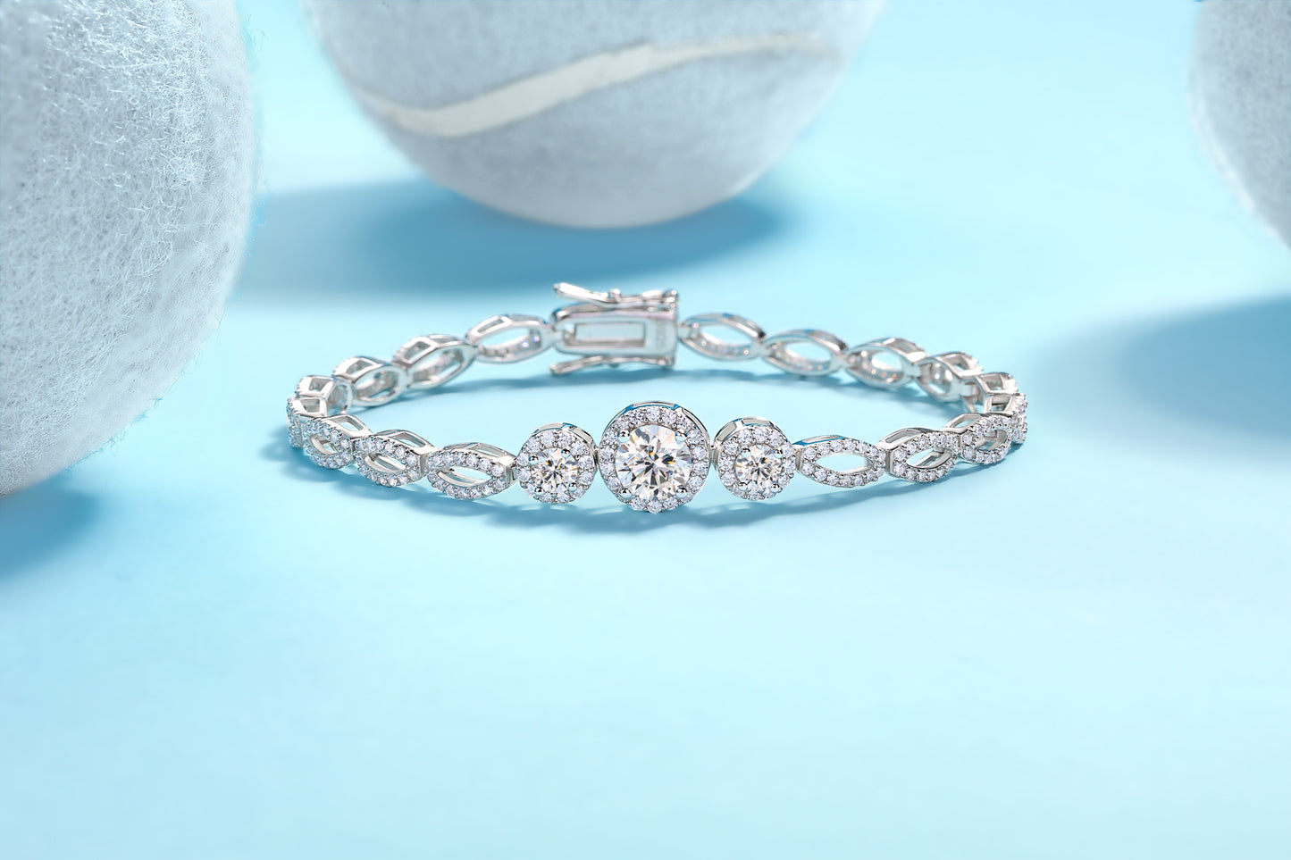 1-Carat Luxury S925 Silver Electroplated Platinum Set With Top-quality Moissanite D Color VVS1 Bracelet