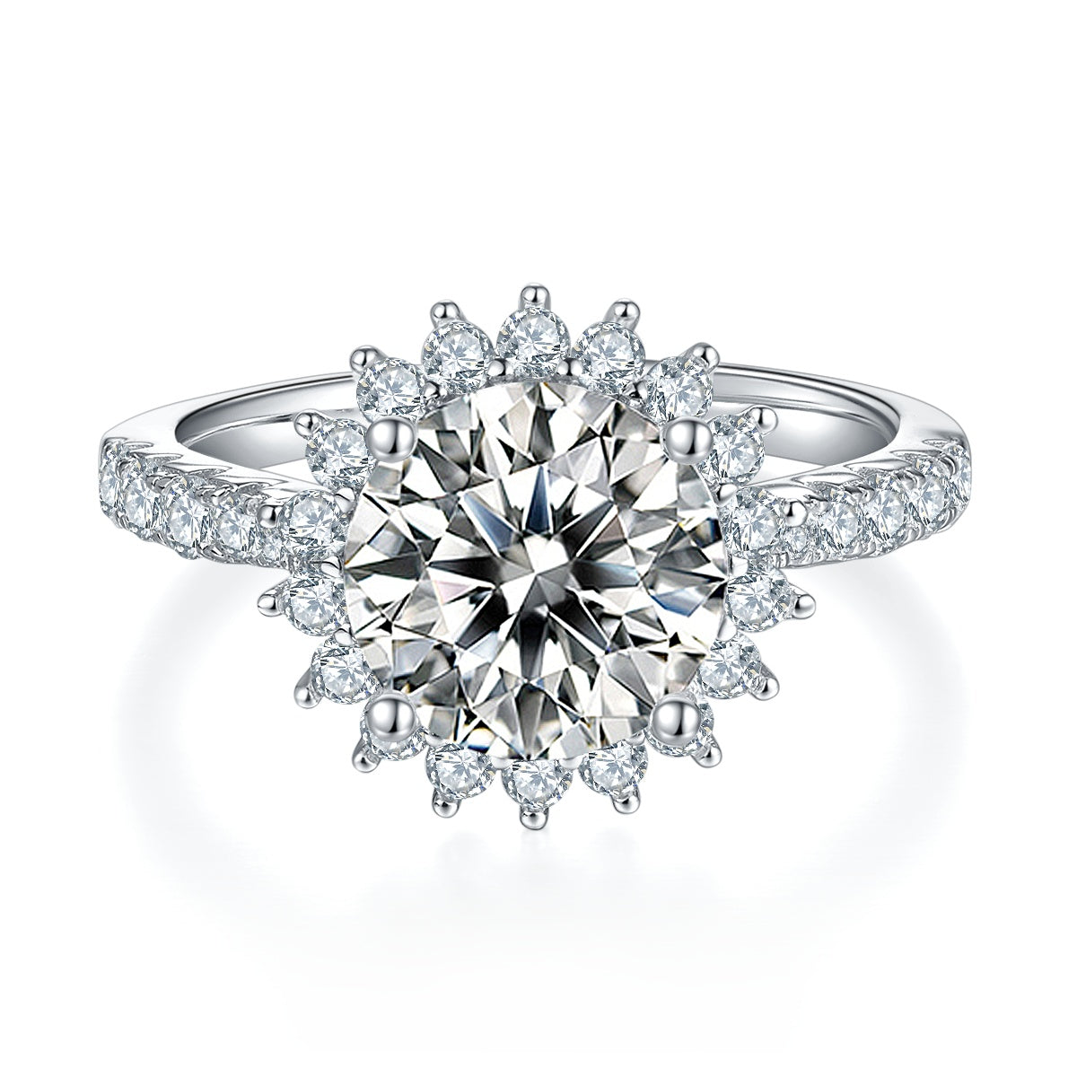 3-carat Luxury Silver Ring Set With Top-quality Moissanite D Color VVS , S925 Silver Plated With Platinum