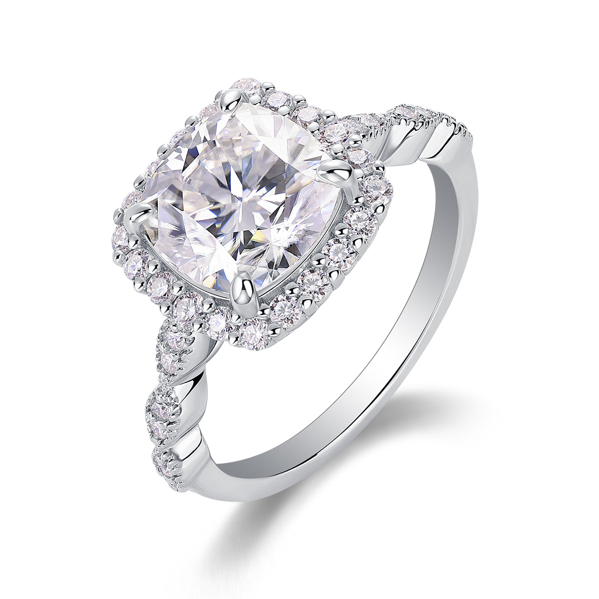 Gorgeous Square Diamond - Luxury SIlver Ring Set With Top-quality Square Moissanite S925 D Color VVS, Silver And Platinum-plated Diamond Ring