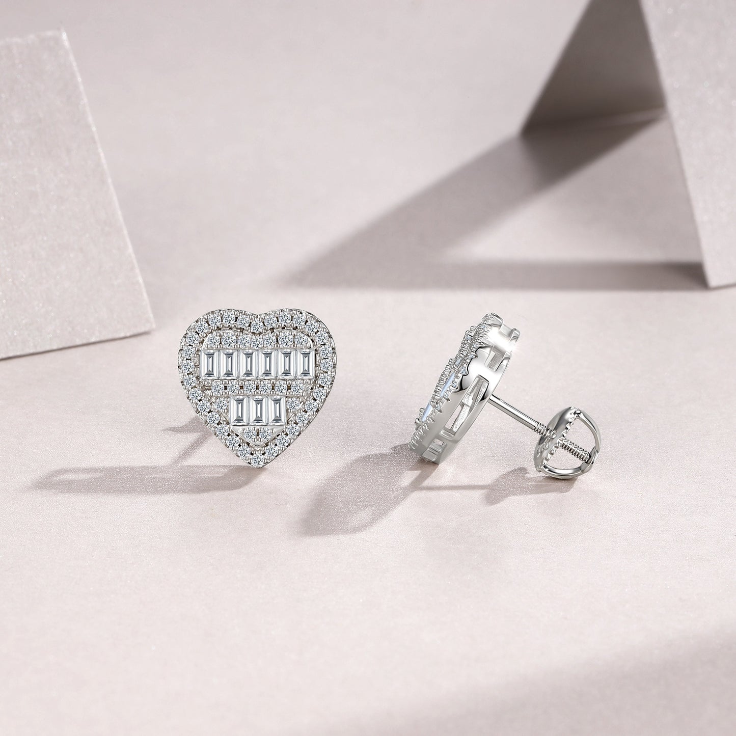 Luxury Silver Earrings Set Featuring Top-quality Moissanite Stones, Made Of S925 Silver Electroplated With Platinum.