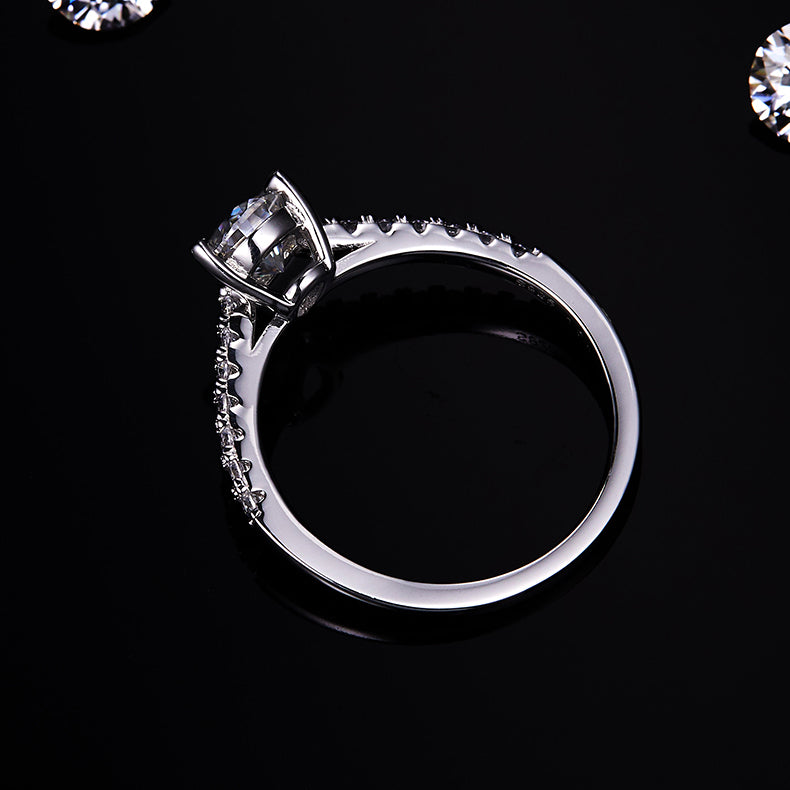 Luxury Silver Ring  Pear-shaped Moissanite Set With Top-quality Moissanite D Color VVS , S925 Silver Electroplated With Platinum