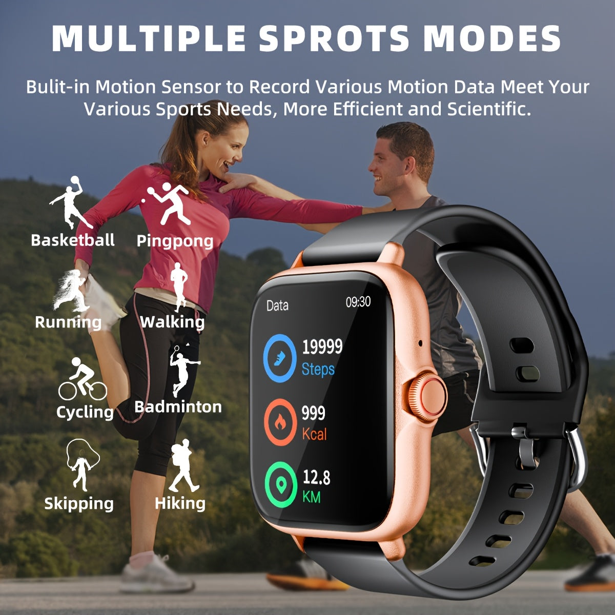 1.83'' HD Full Touch Screen Smart Watch | Bluetooth Call Answering | Sports Pedometer & Health Monitoring | Alloy Body, Silicone Strap | Compatible with iPhone/Android Phones