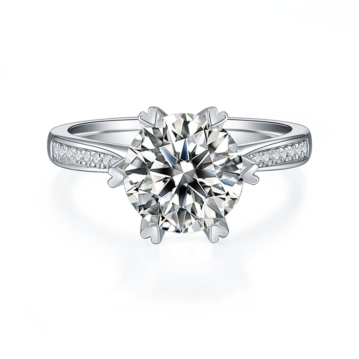 3-carat Luxury Silver Ring Set With Top-quality Moissanite D Color VVS, S925 Silver Plated With Platinum