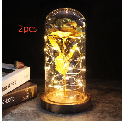 Galaxy Enchanted Rose in Glass Dome with LED Lights | Forever Flower Gift