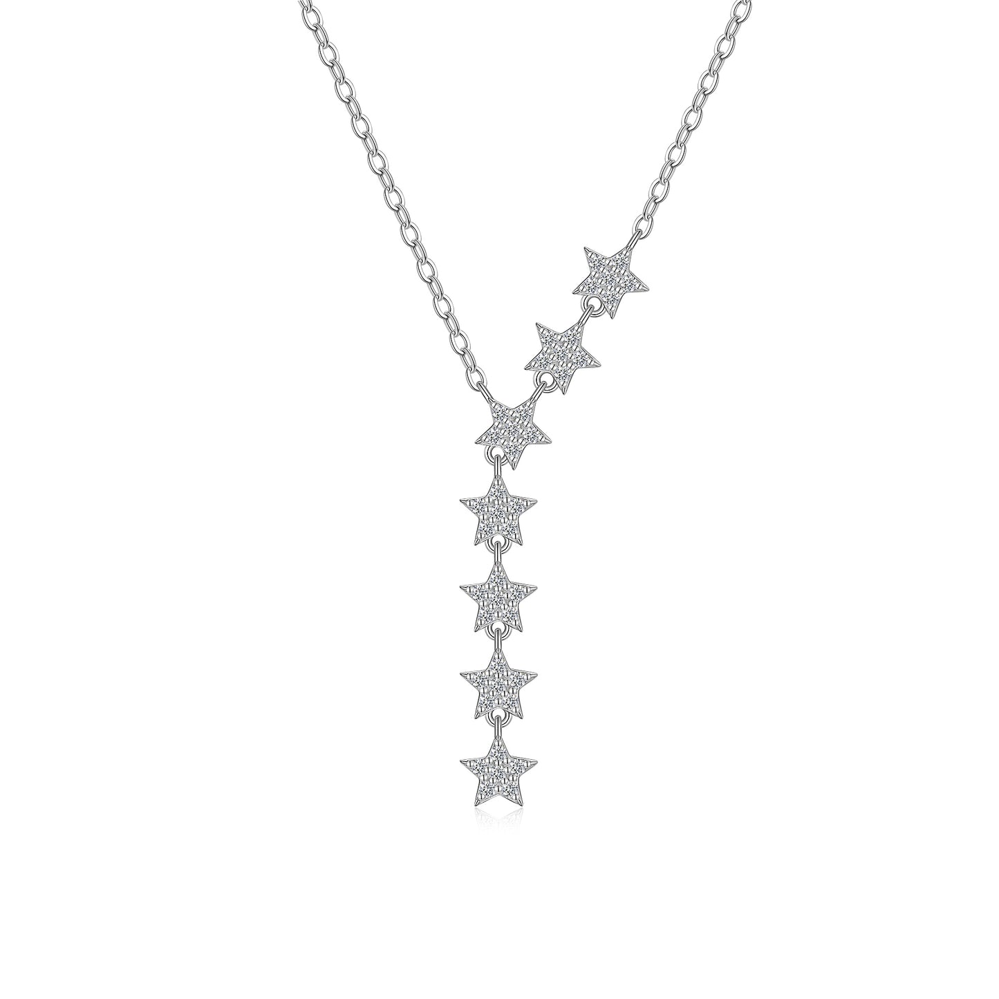 Luxury Silver Necklace Featuring Top-quality Moissanite, Made Of S925 Silver Electroplated With Platinum.