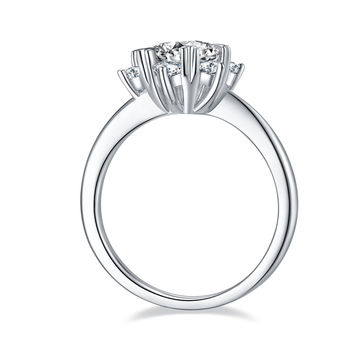 1-carat Luxury Silver Ring Set With Top-quality Moissanite D Color VVS, S925 Silver Plated Platinum