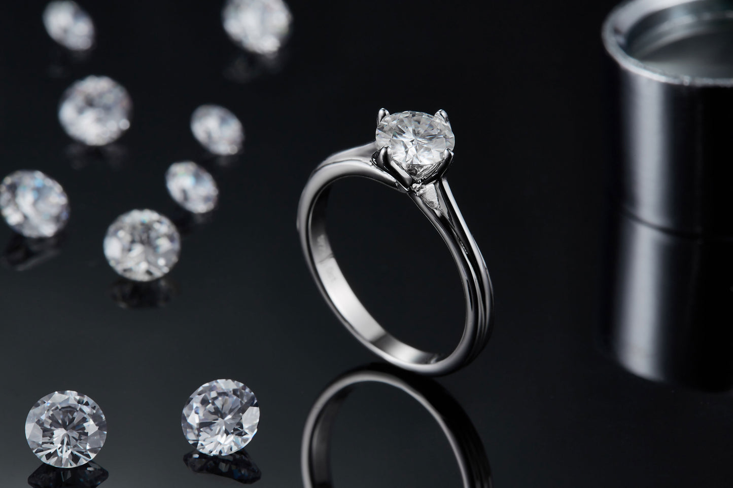 1-carat Luxury Silver Ring Set With Top-quality Moissanite D Color VVS, S925 Silver Plated Platinum