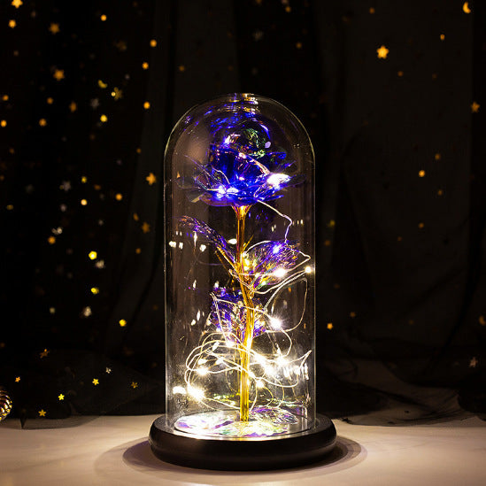 Galaxy Enchanted Rose in Glass Dome with LED Lights | Forever Flower Gift