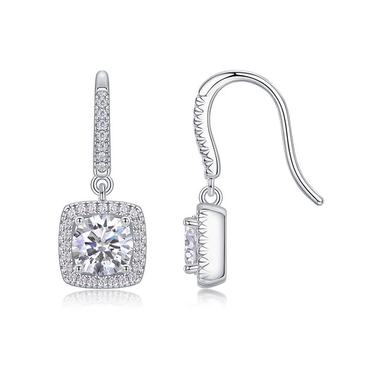 Luxury Silver Stud Earrings Set With Top-quality Moissanite , S925 Silver Plated Platinum