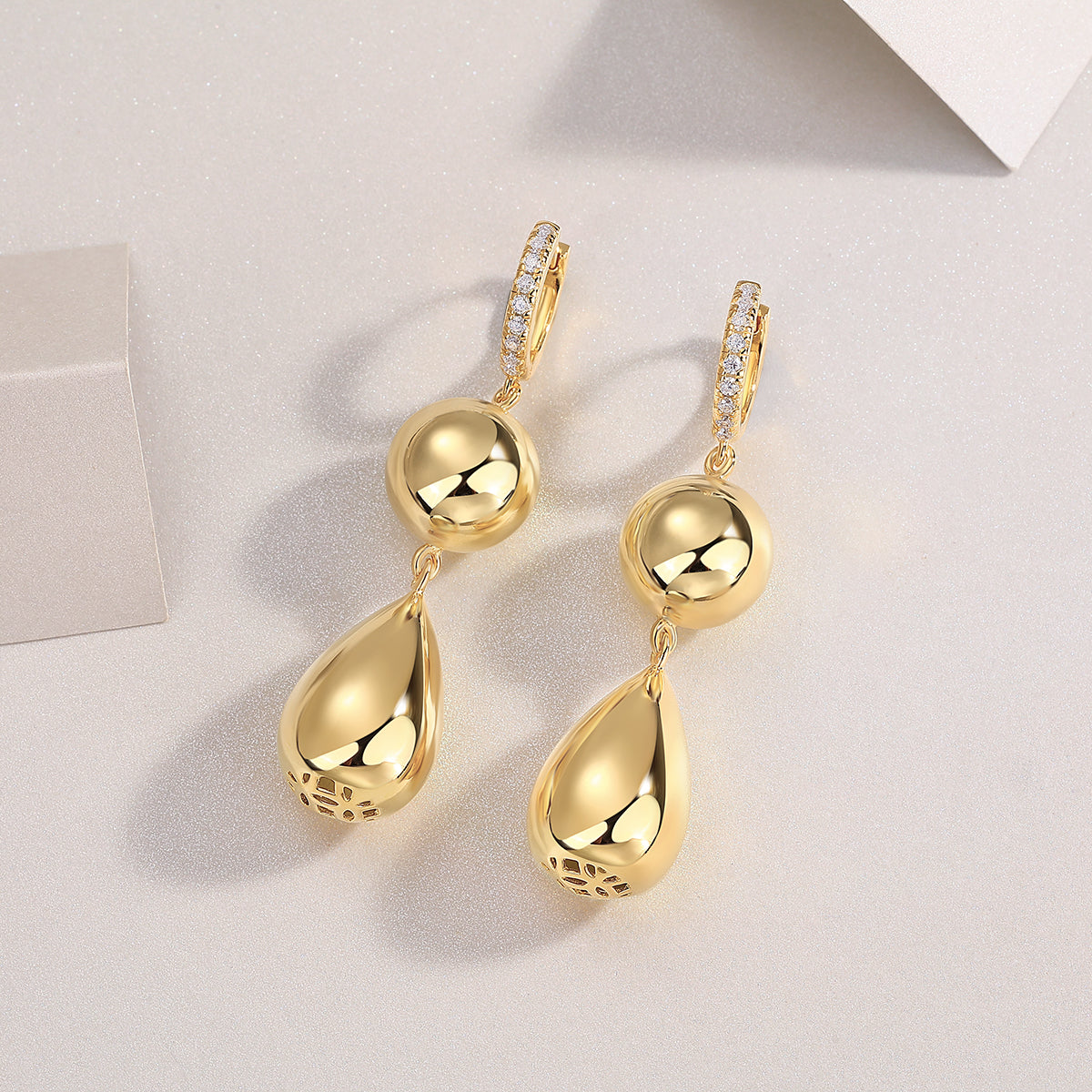 Gourd - Top-quality Moissanite Luxury Silver Stud Earrings S925 Silver Electroplated Gold