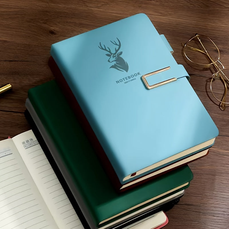 Carnet A5 de 360 ​​pages en similicuir premium avec boucle et motif tête de cerf 