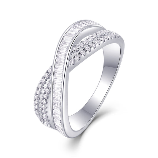 Intersection - A Wedding Ring Set With Top-quality Moissanite S925 Silver And Platinum-plated Diamond Can Be Inspected With A Diamond Pen