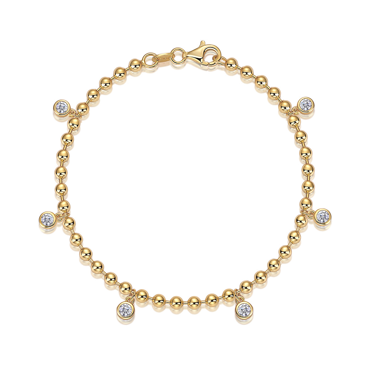 Set With Top-quality Moissanite, This Luxurious And Fashionable Light Luxury Trend Jewelry Silver Bracelet Is S925 Silver-plated With Gold