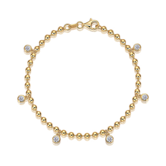 Set With Top-quality Moissanite, This Luxurious And Fashionable Light Luxury Trend Jewelry Silver Bracelet Is S925 Silver-plated With Gold