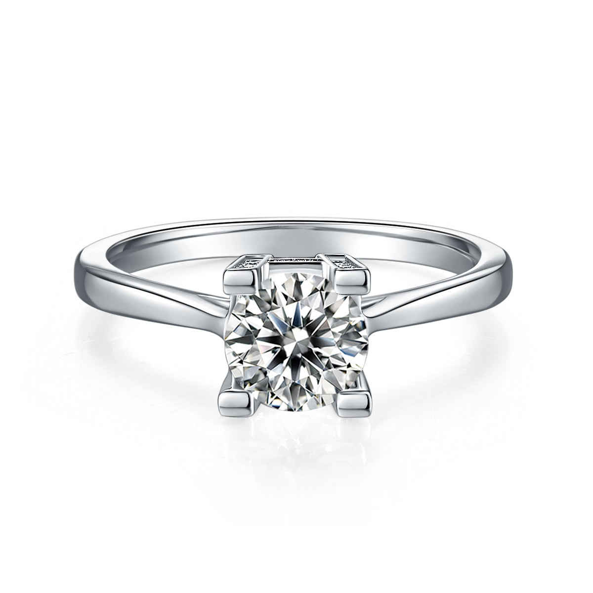 1-carat Luxury Silver Ring Set With Top-quality Moissanite D Color VVS, S925 Silver Plated Platinum