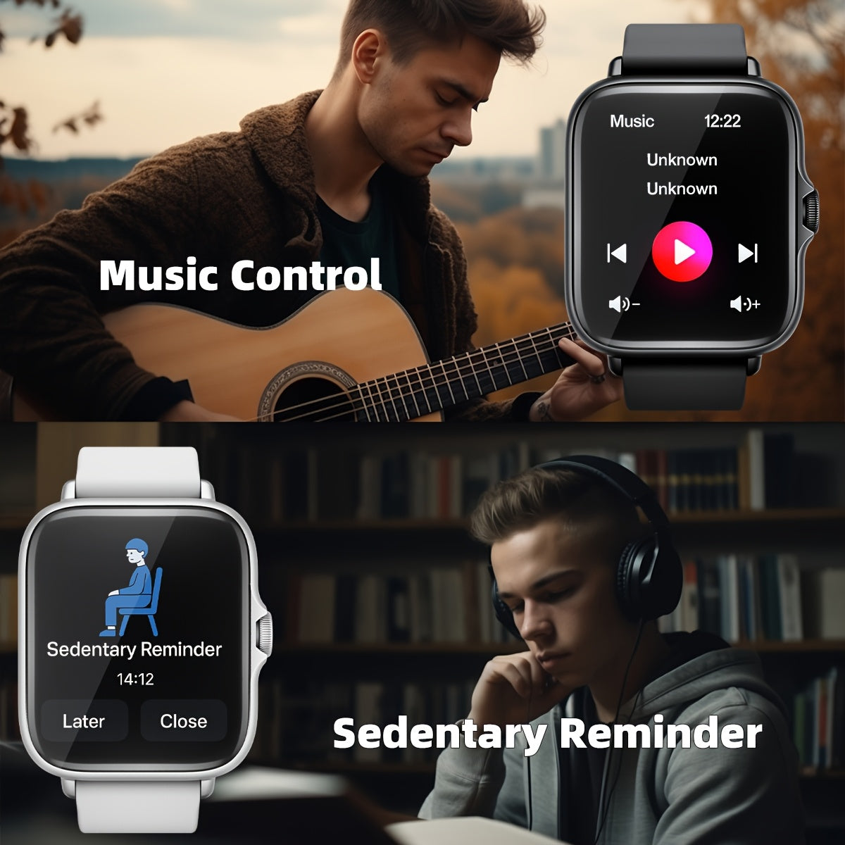 1.83'' HD Full Touch Screen Smart Watch | Bluetooth Call Answering | Sports Pedometer & Health Monitoring | Alloy Body, Silicone Strap | Compatible with iPhone/Android Phones