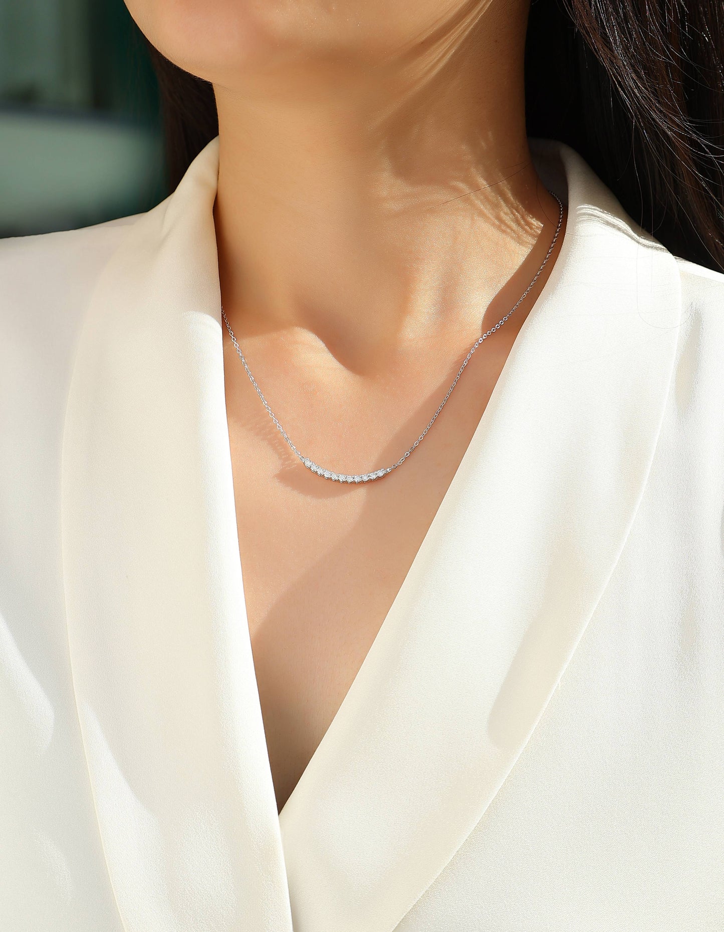 Light Luxury Moissanite Necklace – Premium S925 Silver with Platinum-Plated Finish