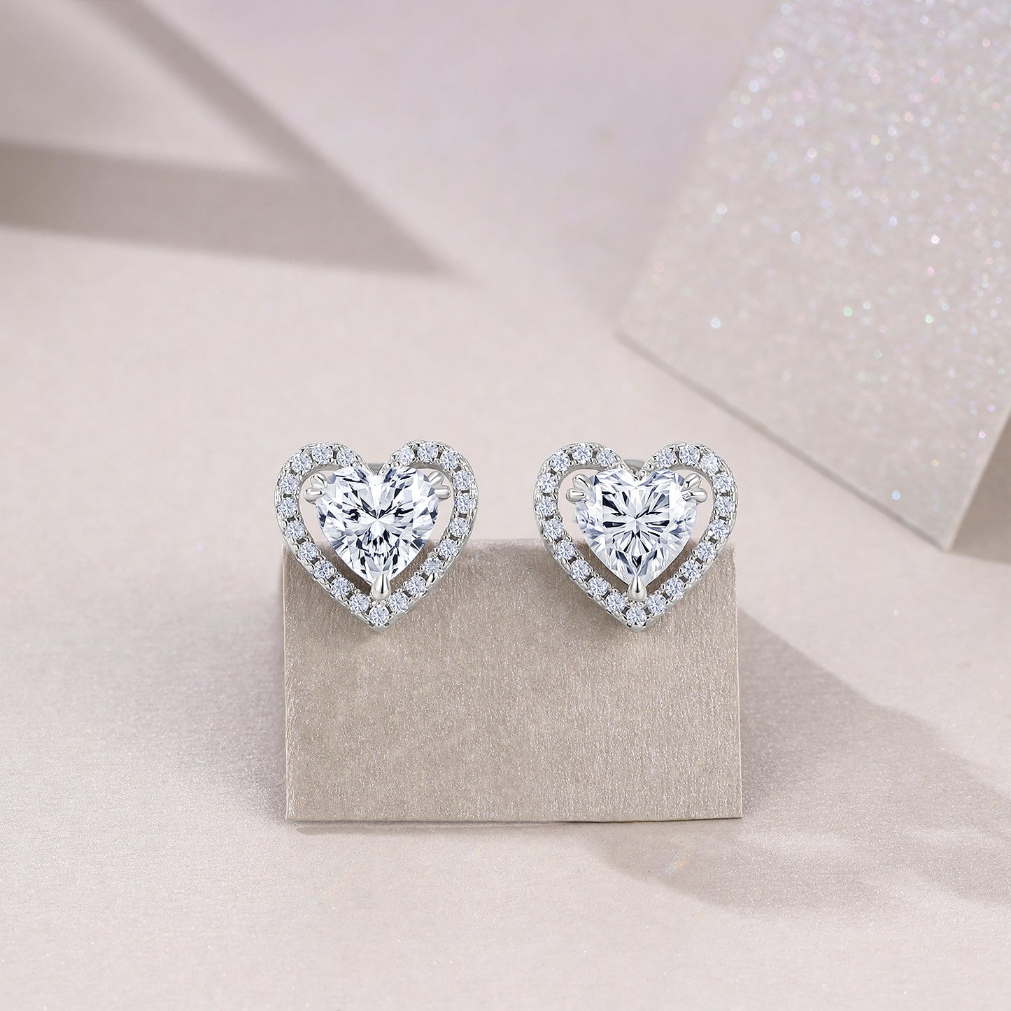 Luxury Silver Stud Earrings Set With Top-quality Moissanite, S925 Silver Plated Platinum