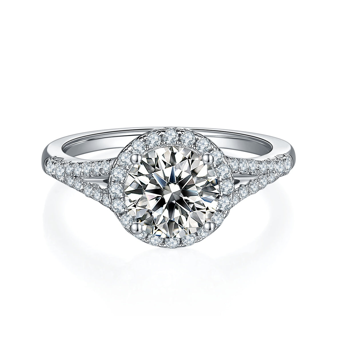 1.5-carat Luxury Silver Ring Set With Top-quality Moissanite D Color VVS , S925 Silver-plated Platinum