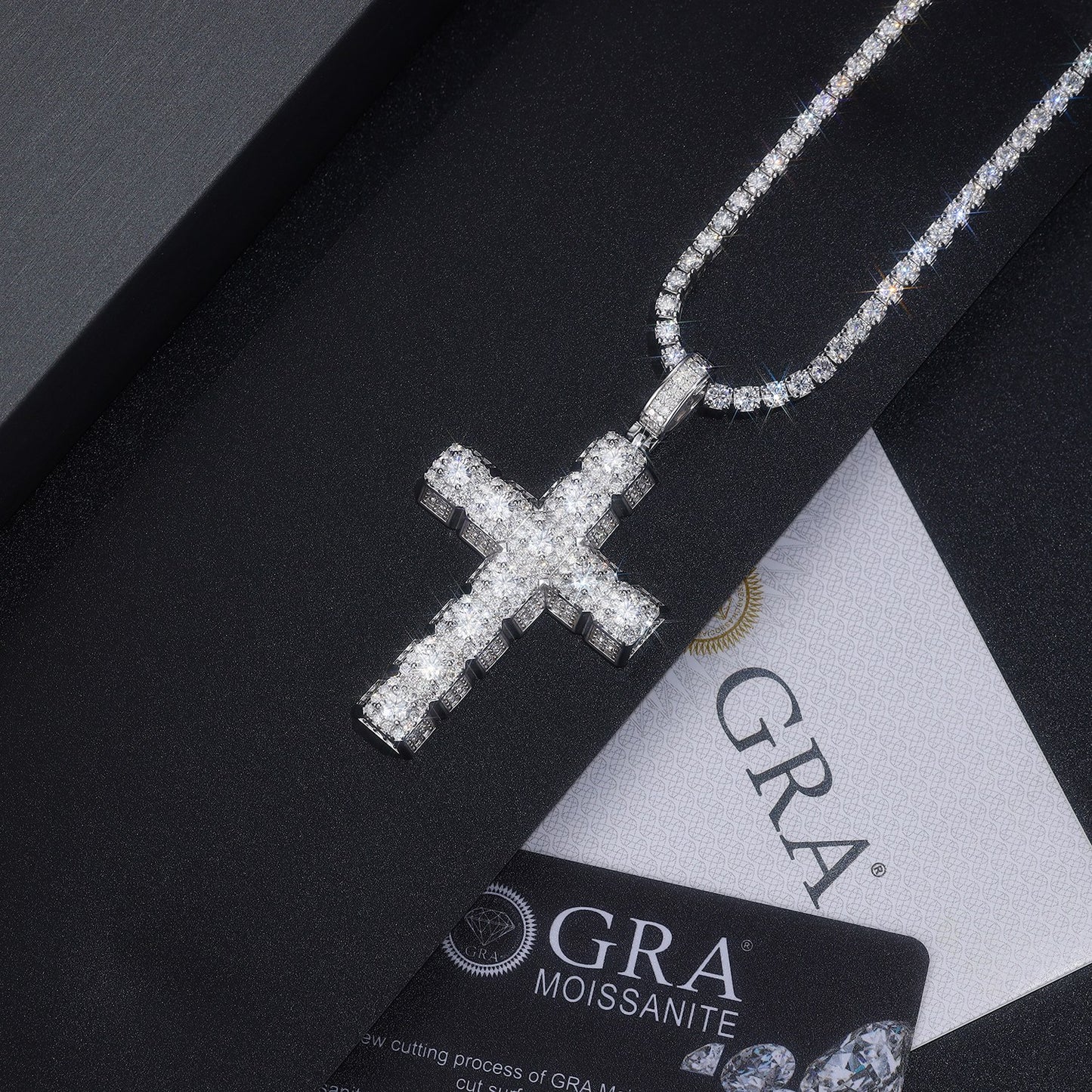 Luxury Silver Necklace Set With Top-quality Moissanite, S925 Silver Electroplated With Platinum