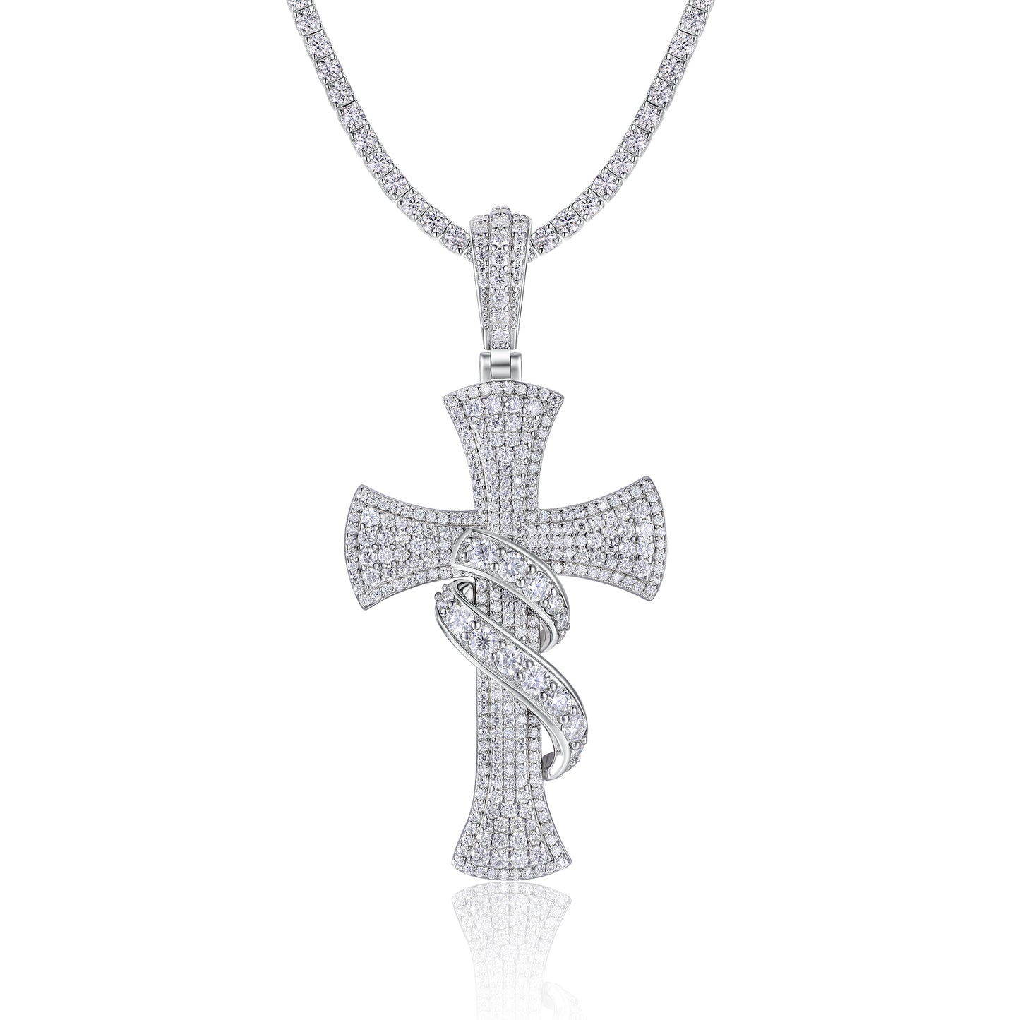 Luxury Silver Necklace Set With Top-quality Moissanite,  S925 Silver Electroplated With Platinum