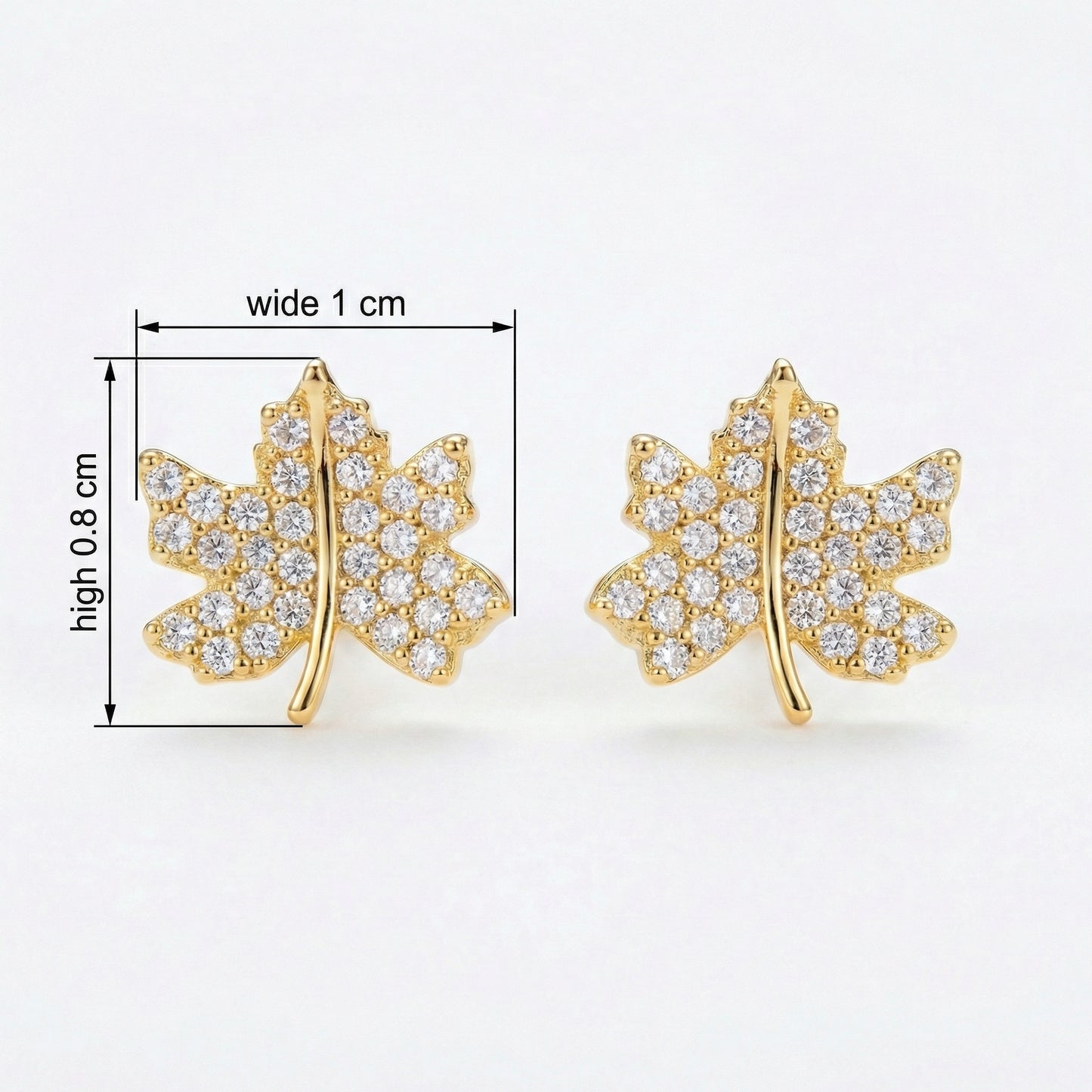 925 Sterling Silver Elegant Sparkling Crystal Maple Leaf Stud Earrings Nature-Inspired Jewelry for Women
