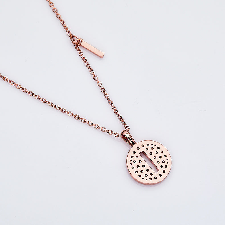 Luxury Initial Letter Necklace Pendant – I , S925 Silver Rose Gold Plated with Top-Quality Brilliant Moissanite