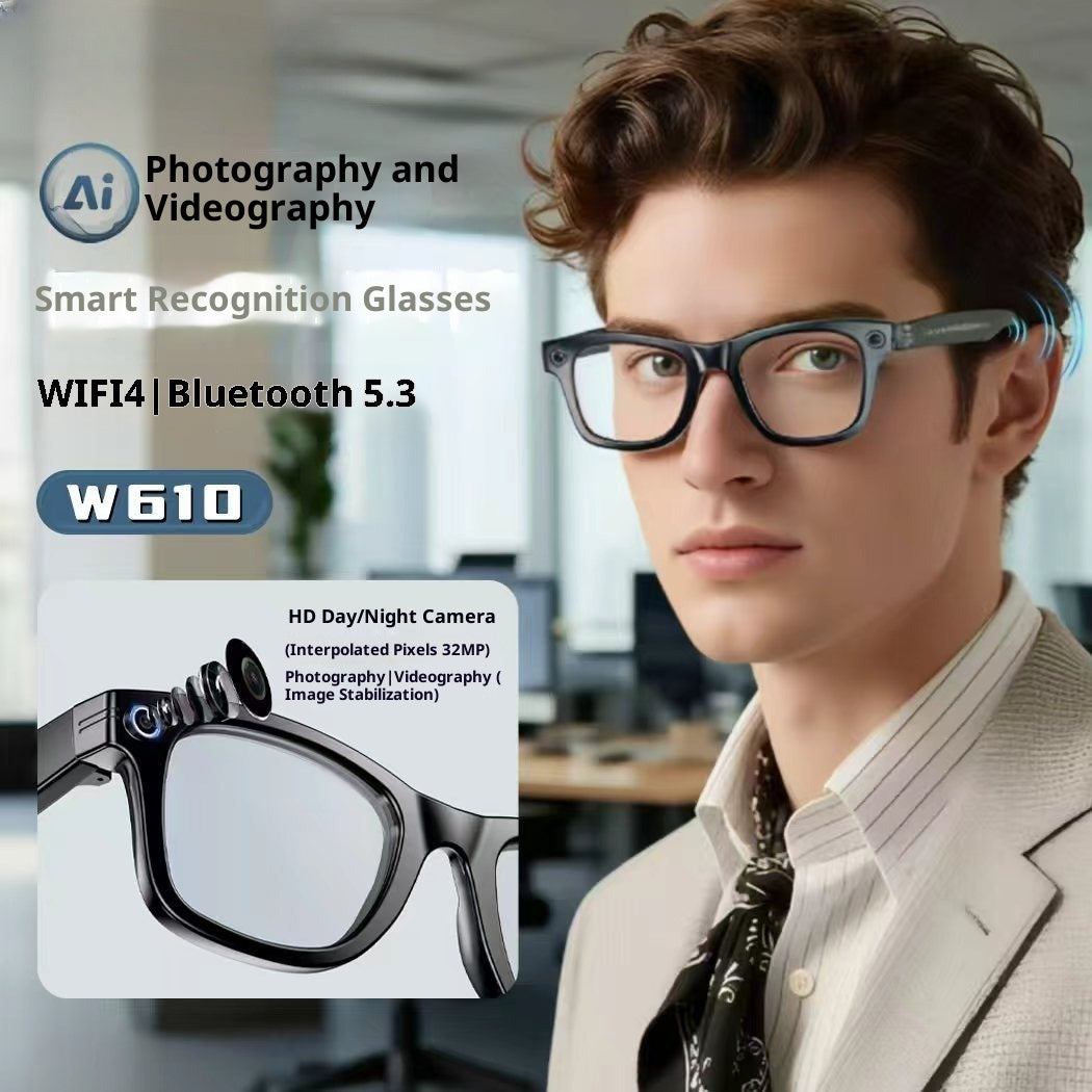 Lunettes intelligentes IA – Caméra HD 800 W, commande vocale et traduction en direct