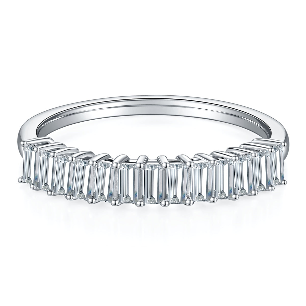 Luxury Silver Ring Set With Top-quality Moissanite, S925 Silver Plated With Platinum
