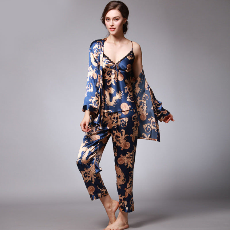 Women’s Silk Pajama Set – 3-Piece Loungewear & Sleepwear Outfit